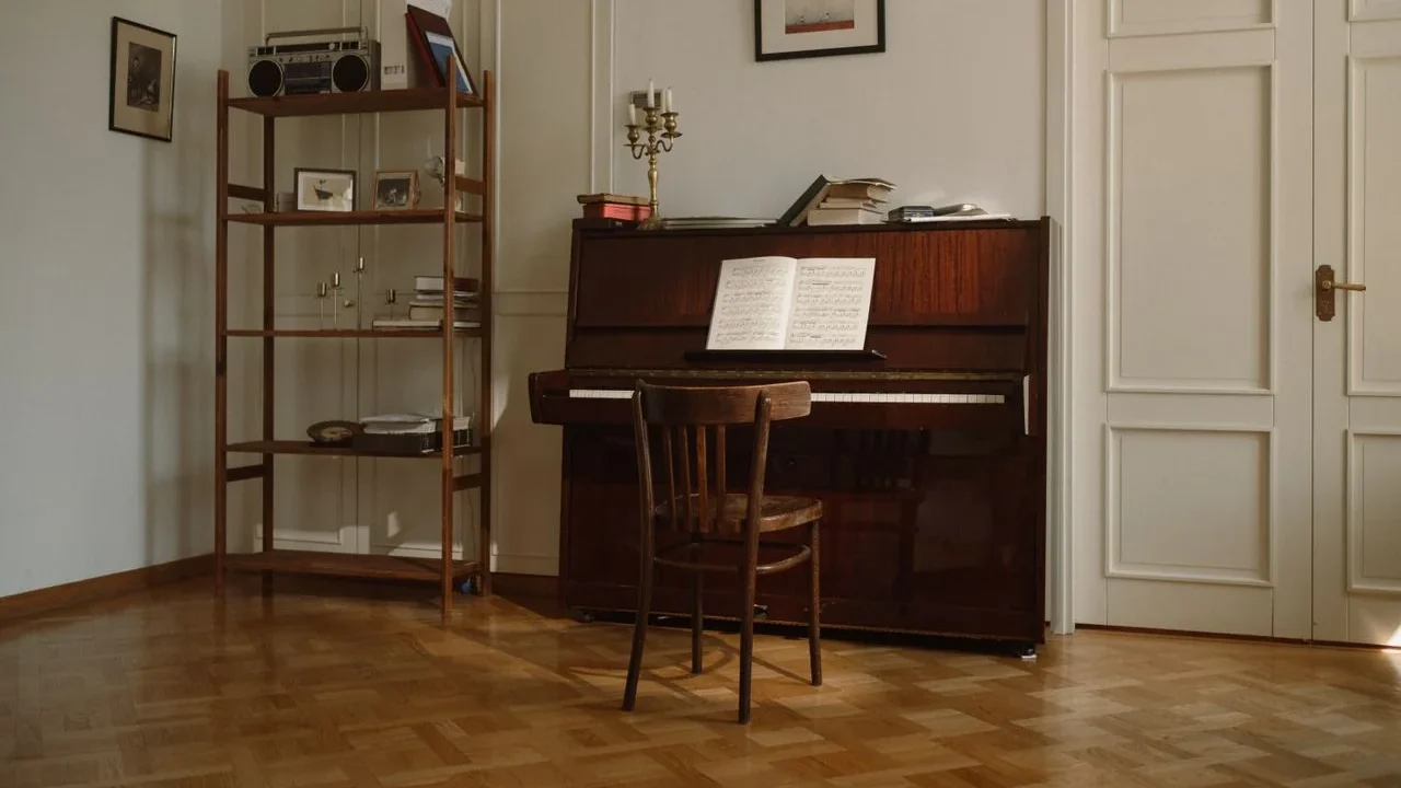 Upright piano ready to be moved during a house removal in Nottingham