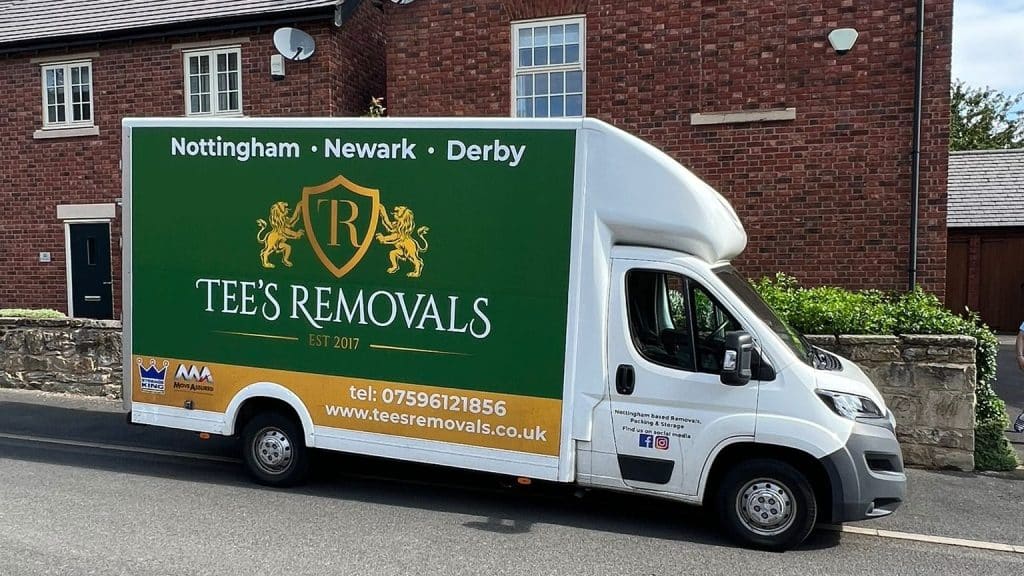 Removal van outside Nottingham property on moving day.
